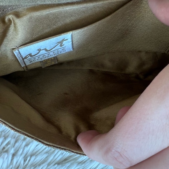 Vintage Art Apparel & Accessories Gold Orange White Floral Clutch Crossbody Bag - Picture 5 of 8